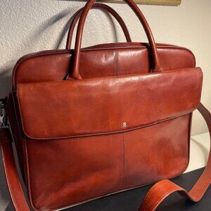 Bosca Italian Leather Briefcase | Unisex | Fits 17” Laptop